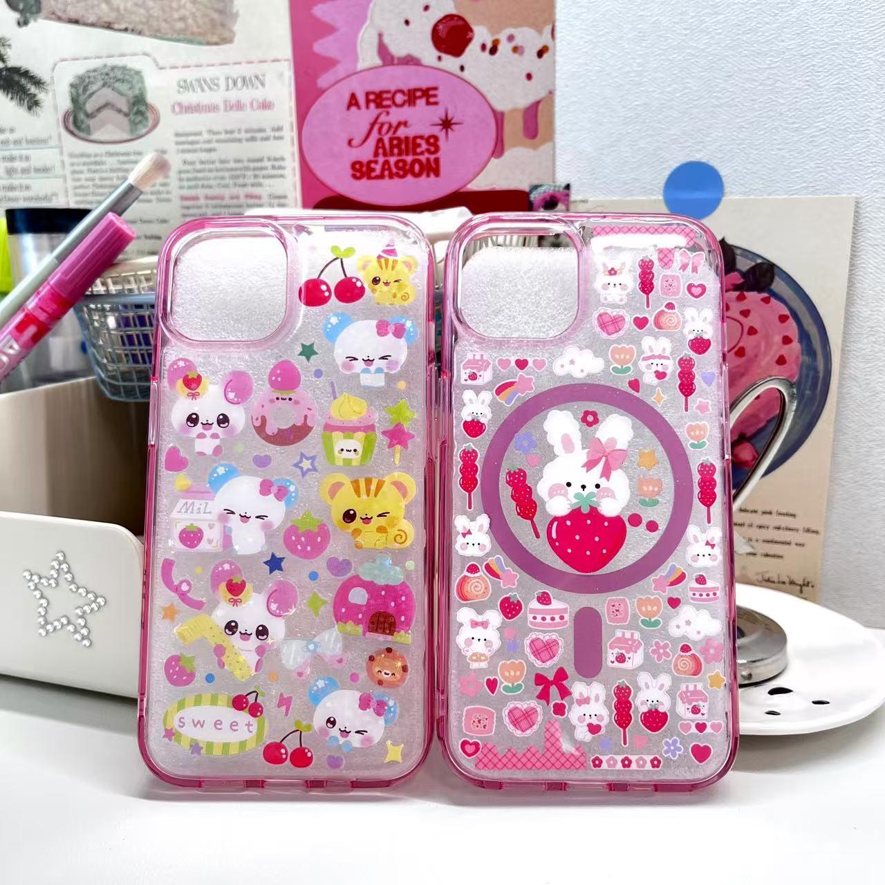 Pink Rabbit Handmade Sticker Phone Case Samsung Case