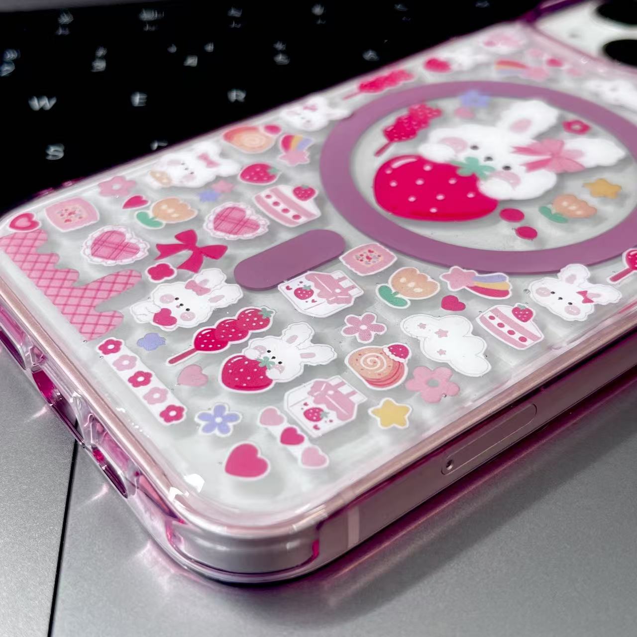 Pink Rabbit Handmade Sticker Phone Case Samsung Case