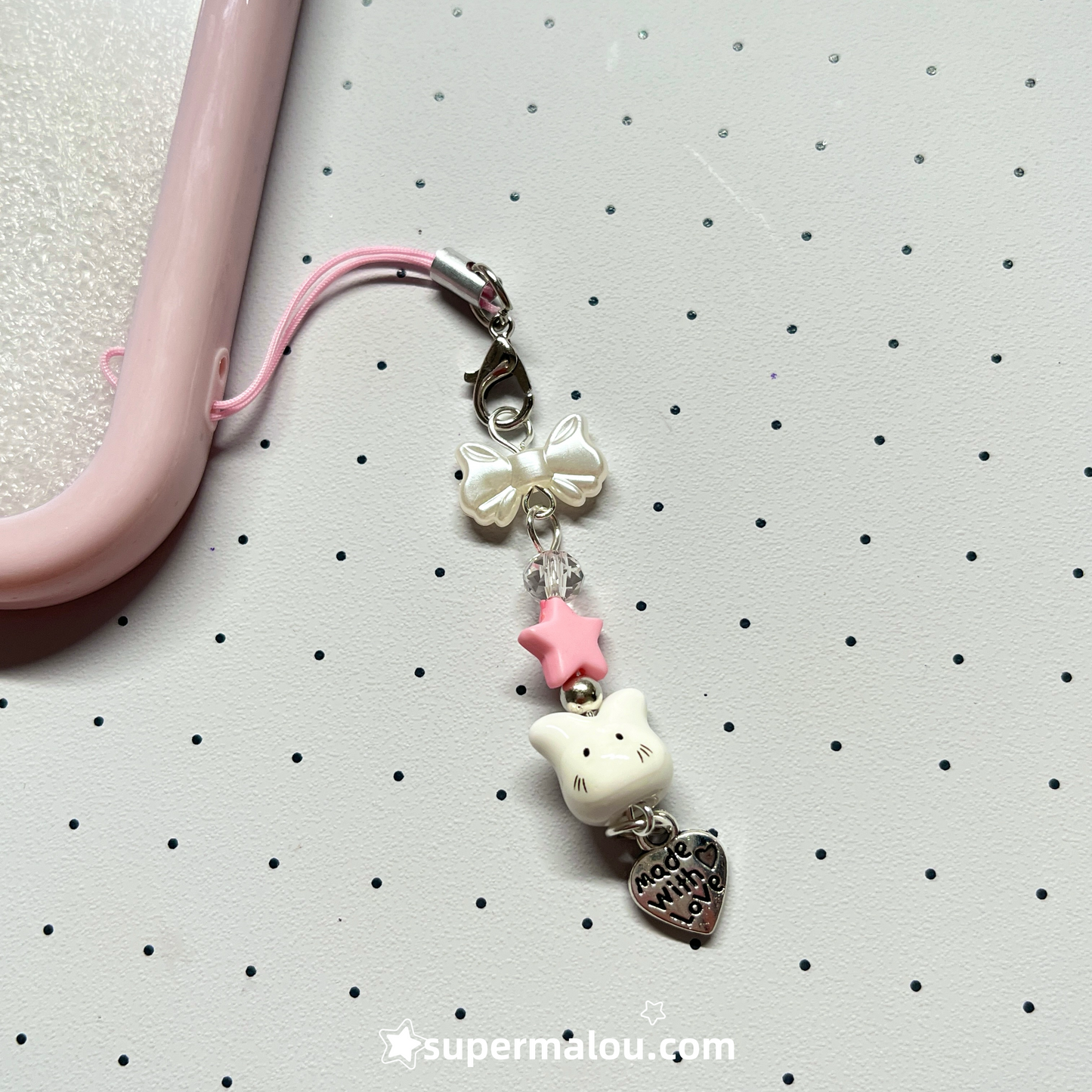 Pink Star Bunny Phone Chain