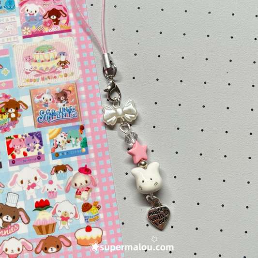 Pink Star Bunny Phone Chain