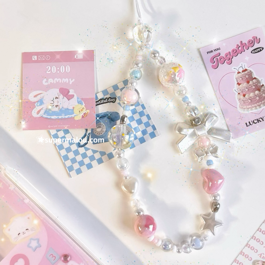 Pink Sweet Cool Beaded Phone Chain