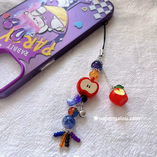 Purple Blue Red Apple Phone Chain