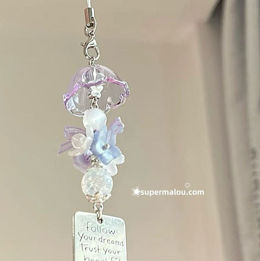 Purple Elf Jellyfish Wind Chime Phone Chain