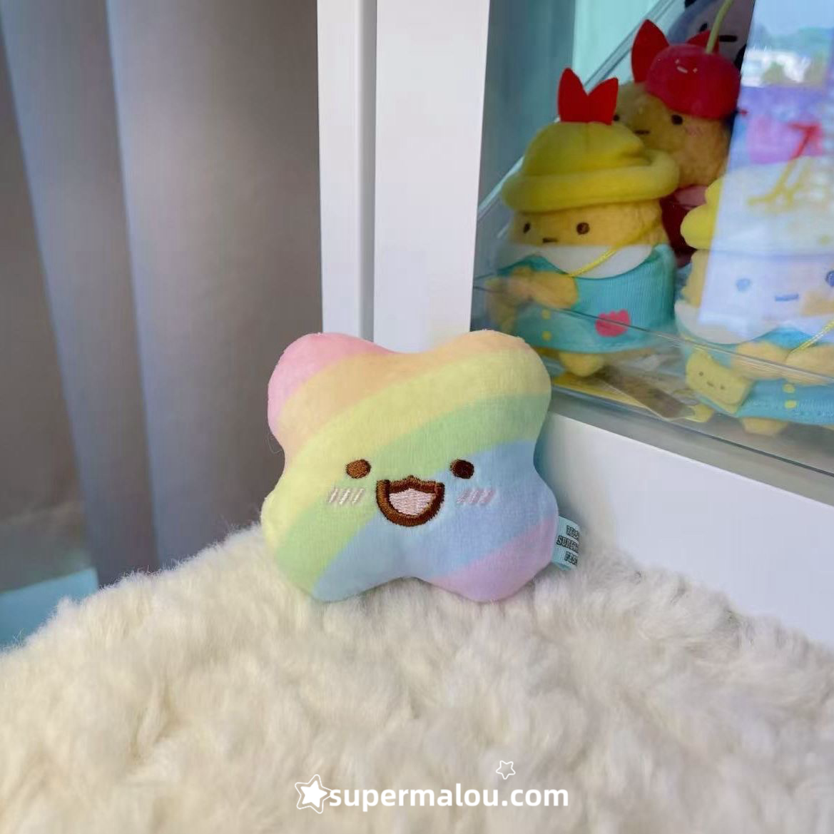 Rainbow Clover Plush Keychain Bag Pendant