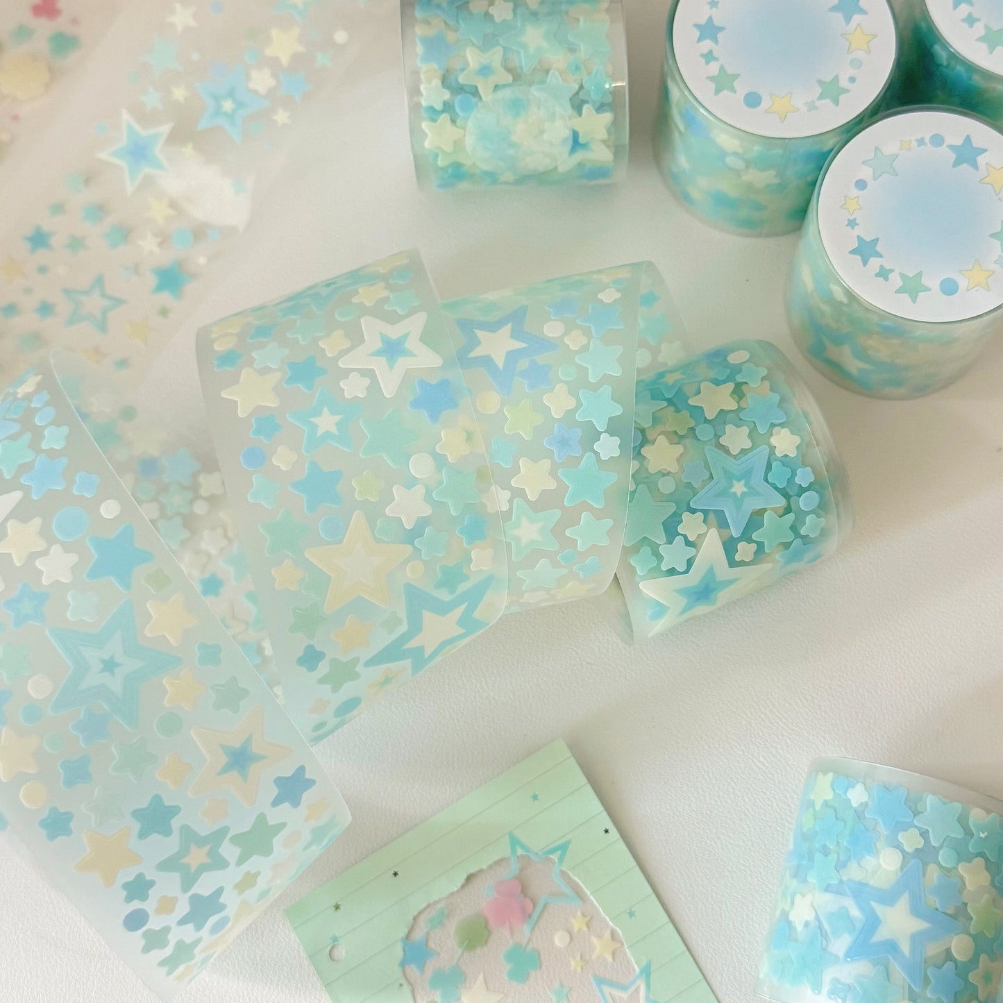 5M Rainbow Star Clover Macaron Sticker Roll