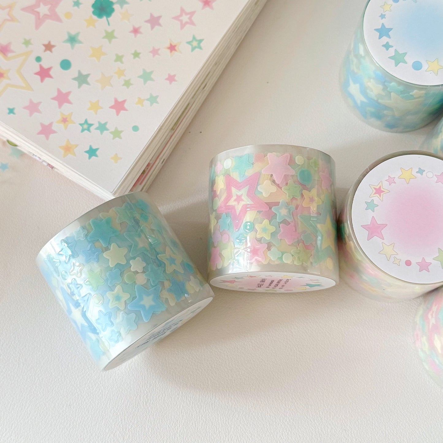 5M Rainbow Star Clover Macaron Sticker Roll