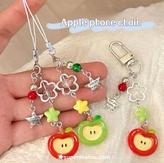 Red And Green Apple Star Phone Chain Keychain