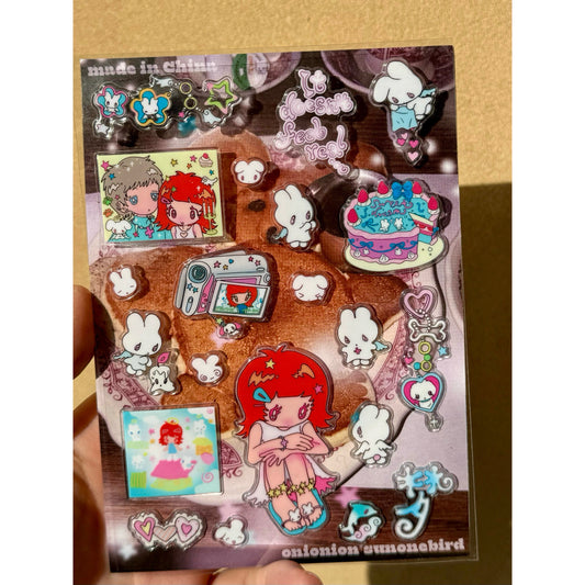 Red Hair Girl Birthday Cake Sticker Sheet