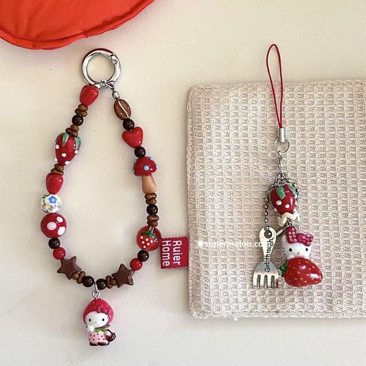 Red Strawberry Hello Kitty Phone Chain