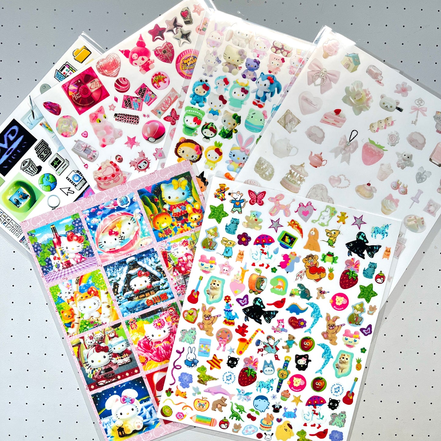 Retro Y2K Pixel Frutiger Kitty Sticker Sheet