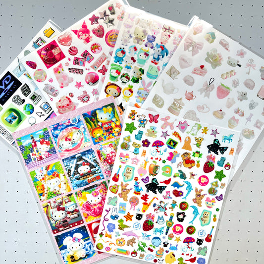 Retro Y2K Pixel Frutiger Kitty Sticker Sheet
