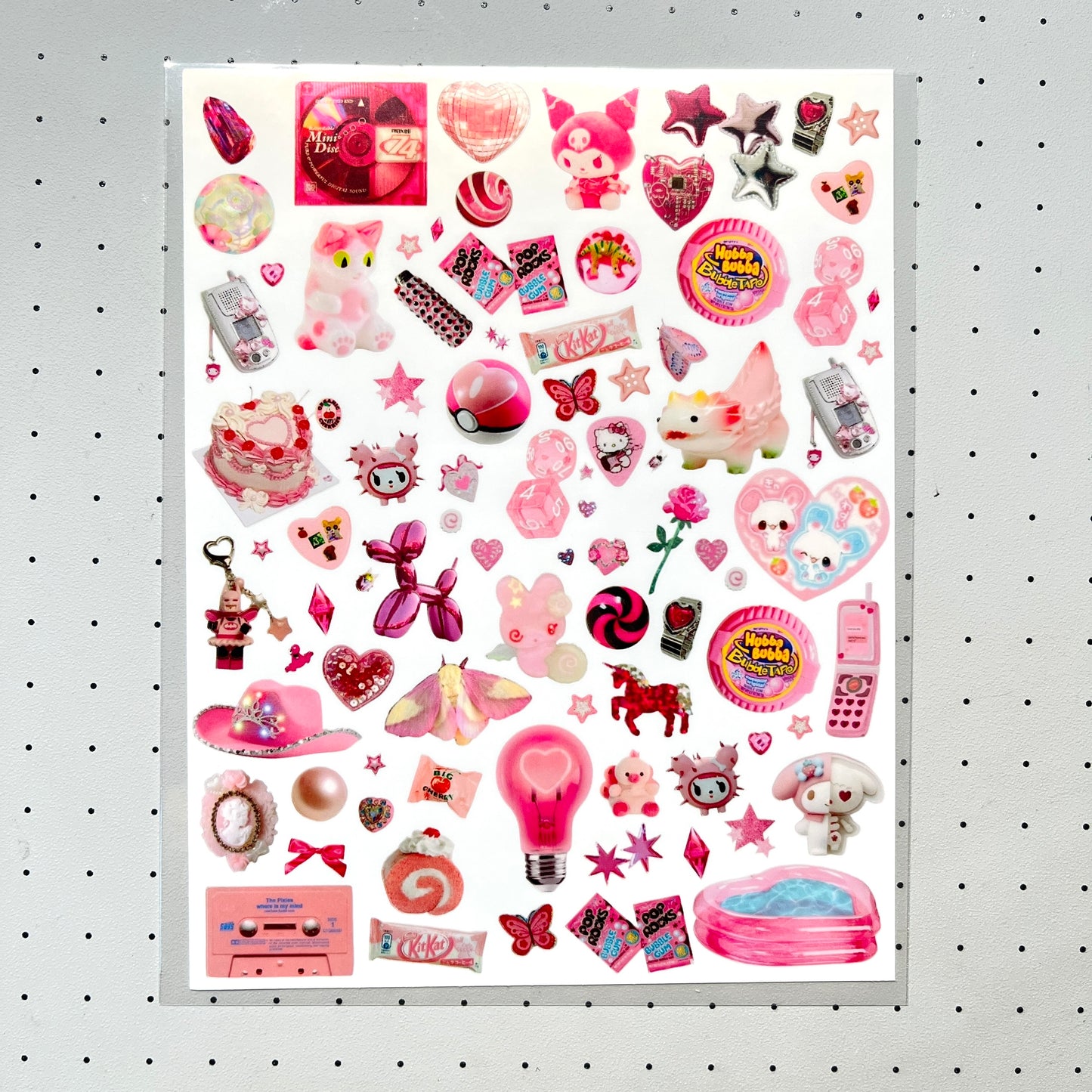 Retro Y2K Pixel Frutiger Kitty Sticker Sheet