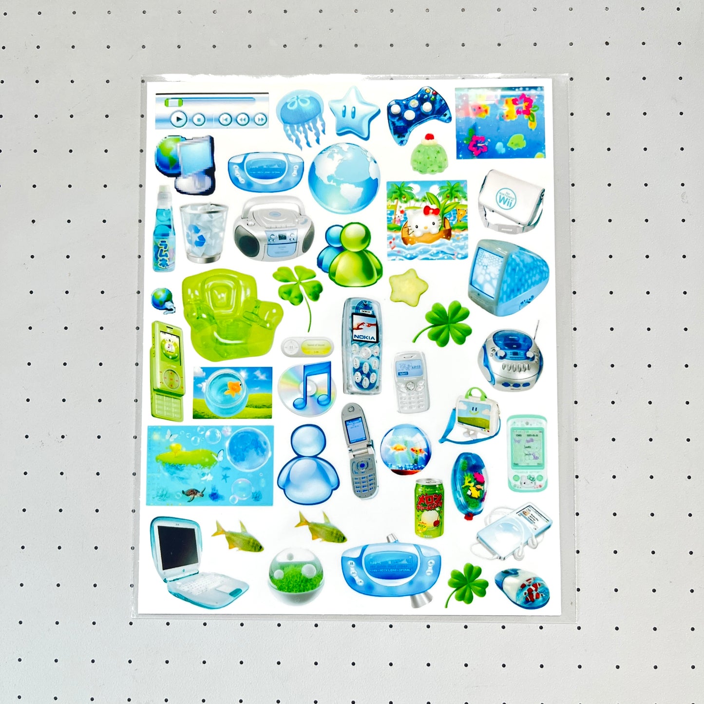 Retro Y2K Pixel Frutiger Sticker Sheet