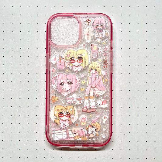 Pink Cute Girl Handmade Sticker Phone Case Samsung Case