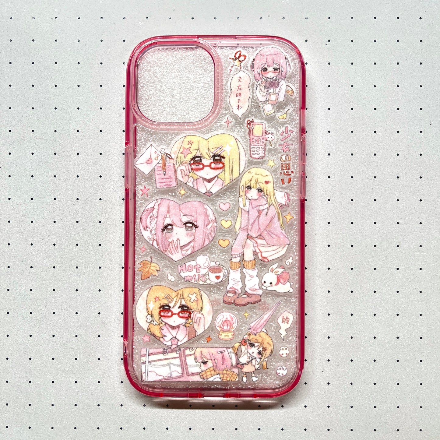 Pink Cute Girl Handmade Sticker Phone Case Samsung Case