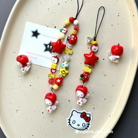 Sanrio Apple Angel HelloKitty Star Beaded Phone Chain