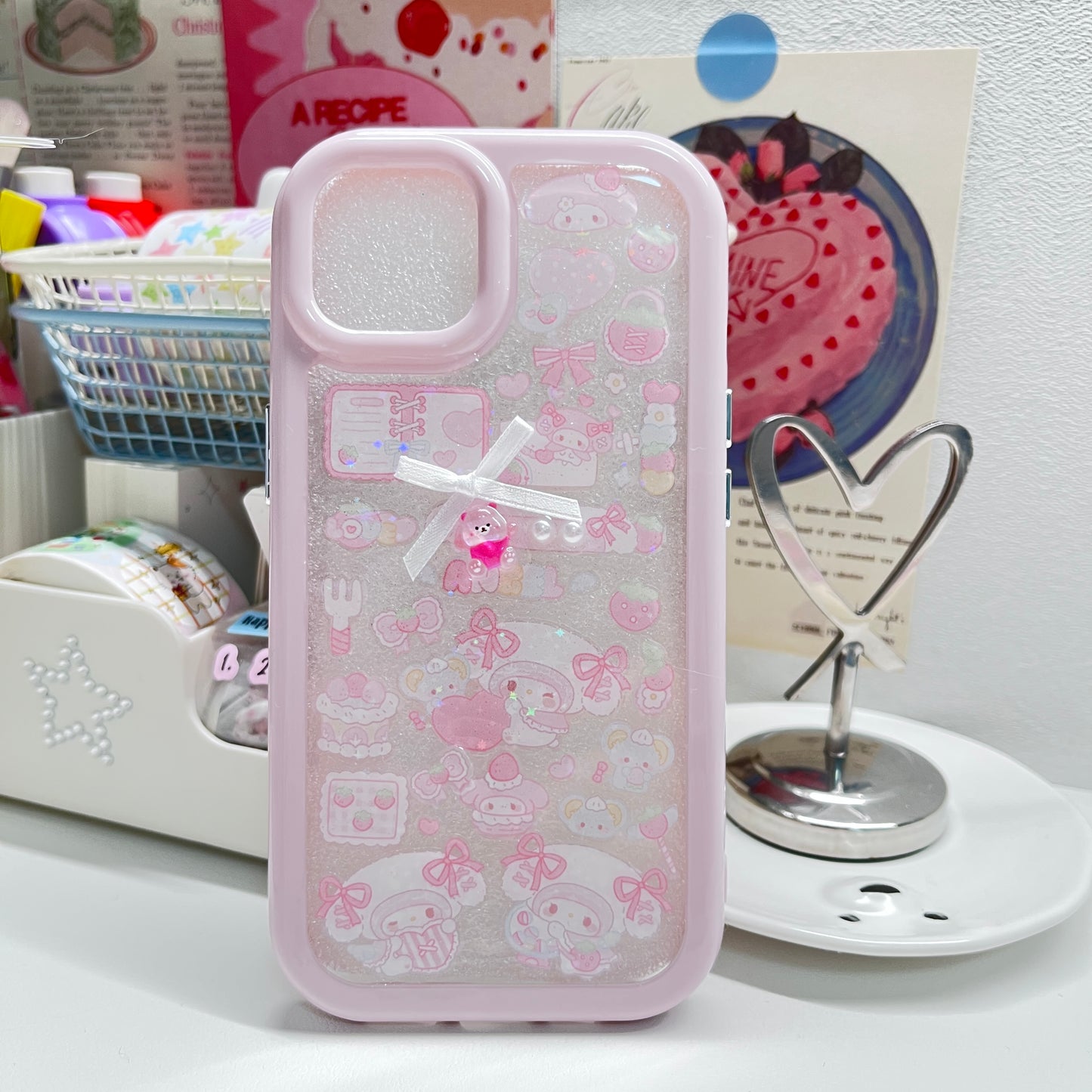 Mymelody And School Girl Handmade Sticker iPhone Case
