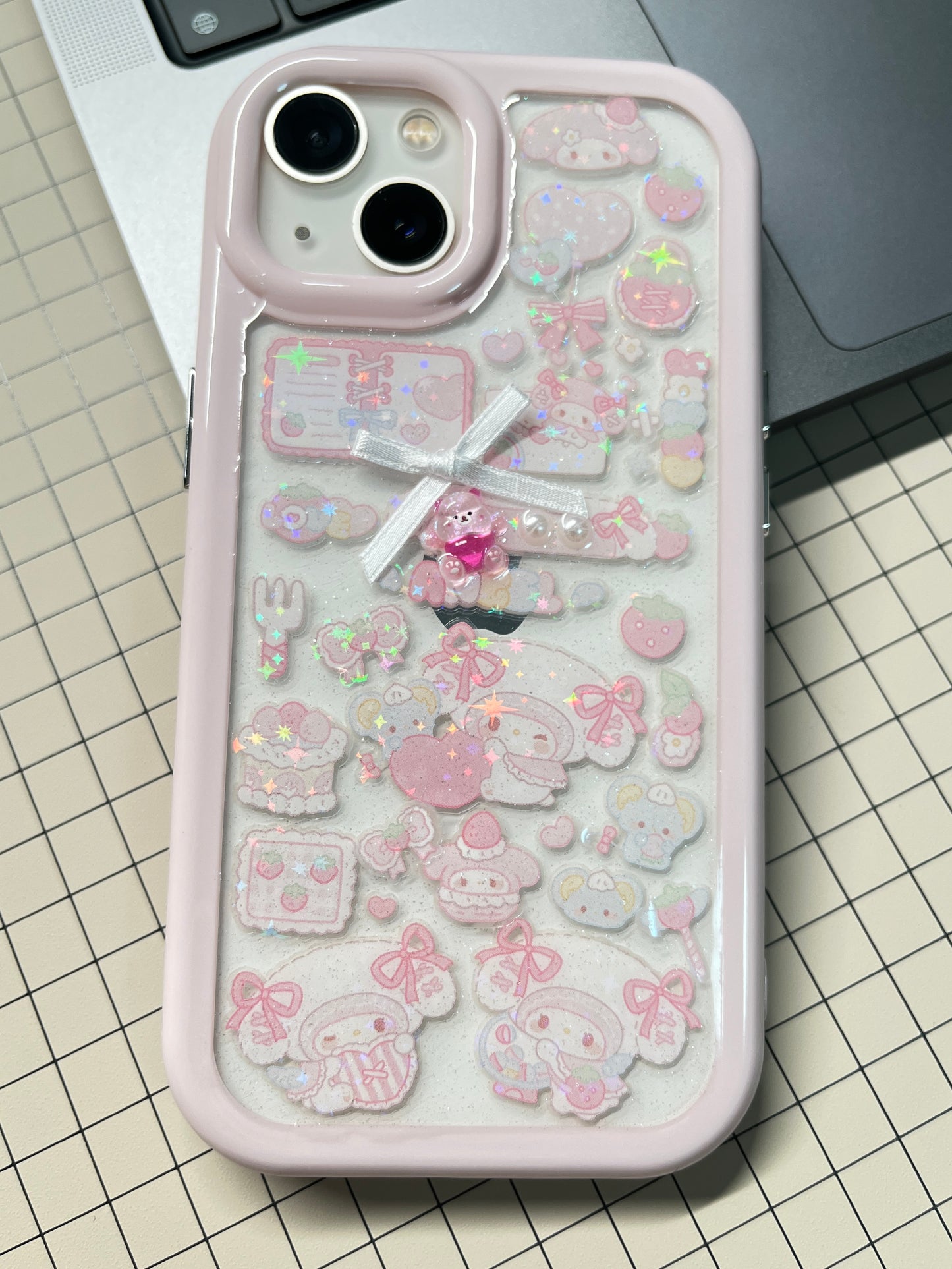 Mymelody And School Girl Handmade Sticker iPhone Case