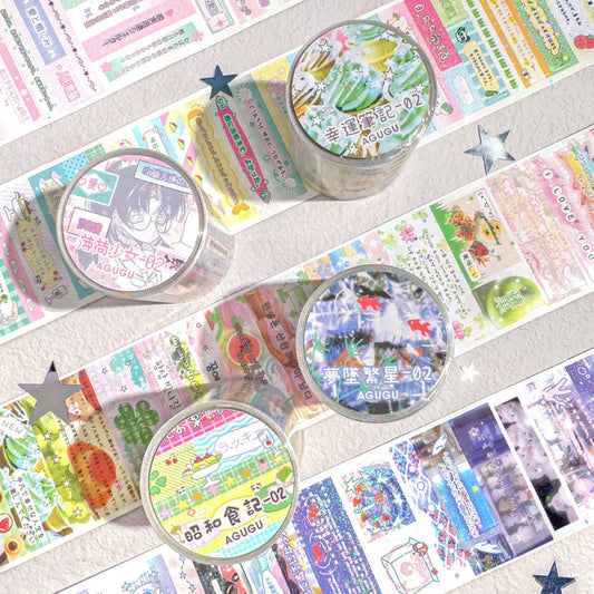 Showa Japanese Letters Flash Sticker Roll Set Of 4