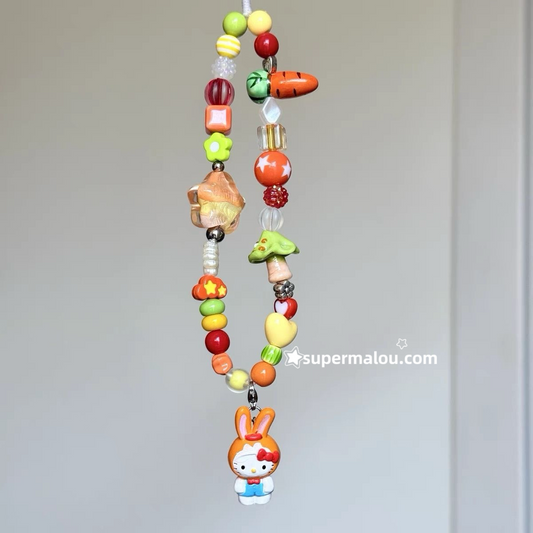 Showa Kitty Orange Rabbit Star Phone Chain