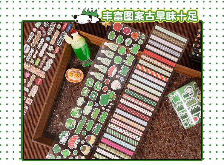 Showa Retro Deco Flash Sticker Roll Set Of 4