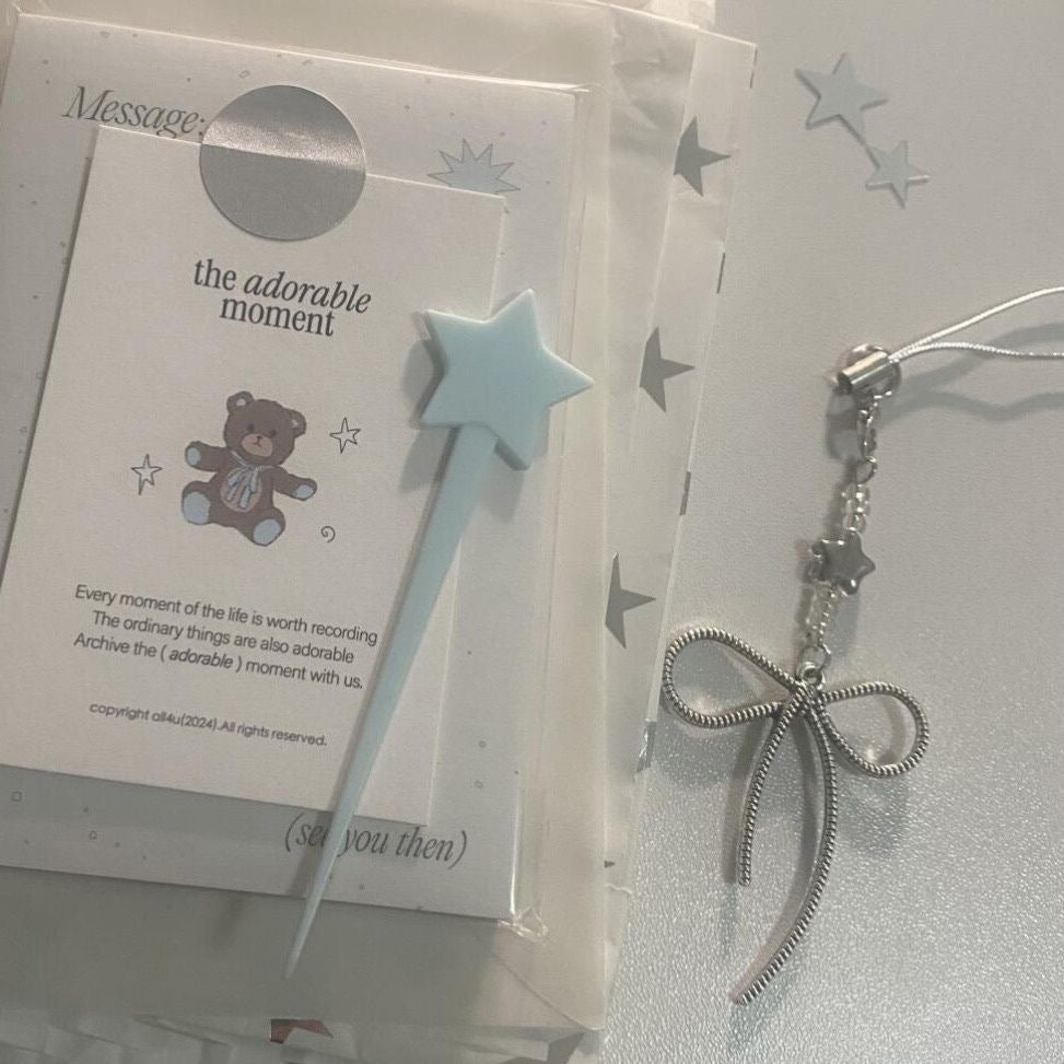 Silver Bow Beaded Phone Chain