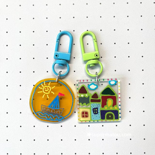 Sketched Small House Series Pendant Keychain