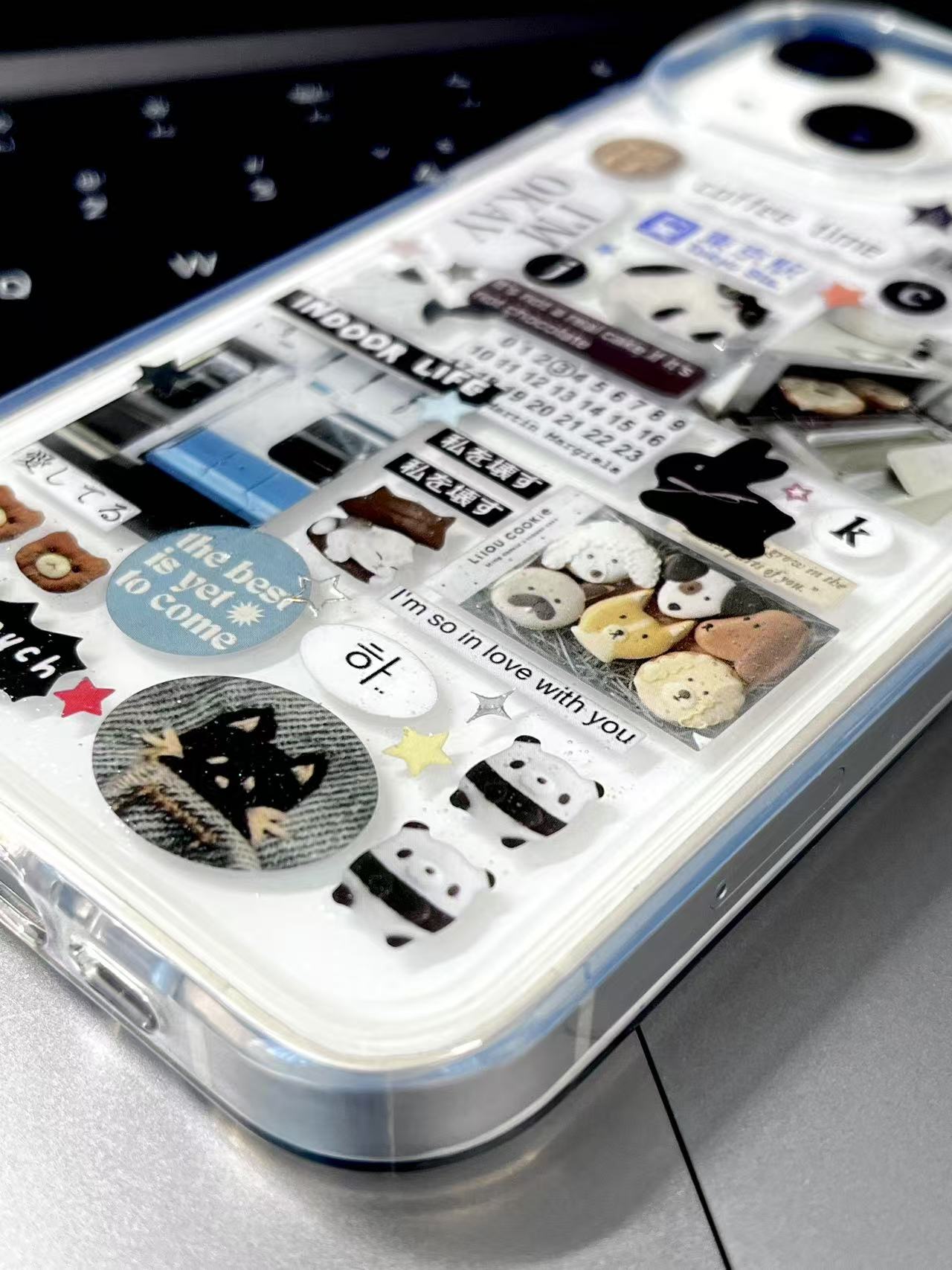 Sleepy Cat Apple Bear Handmade Sticker Phone Case Samsung Case