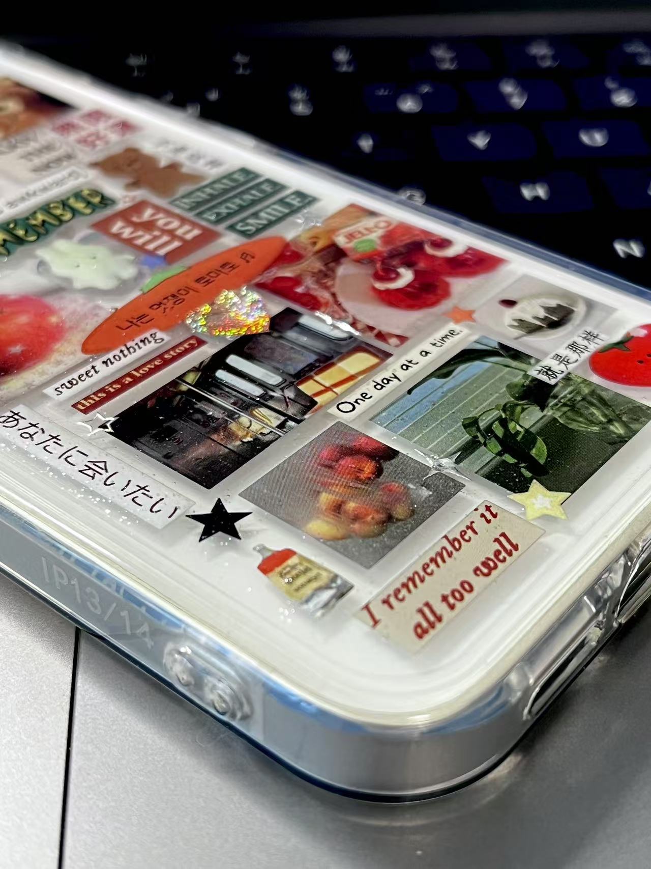 Sleepy Cat Apple Bear Handmade Sticker Phone Case Samsung Case