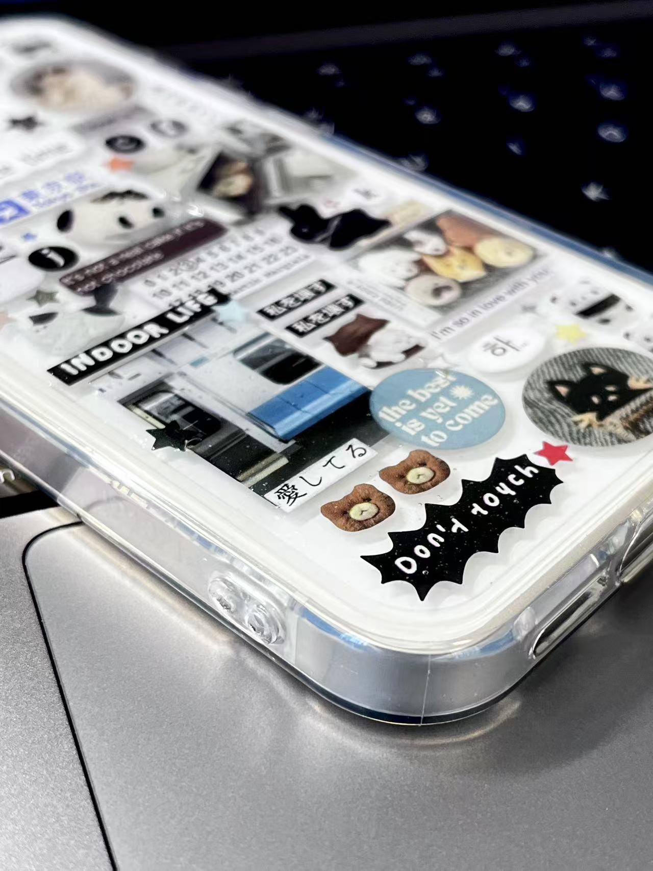 Sleepy Cat Apple Bear Handmade Sticker Phone Case Samsung Case