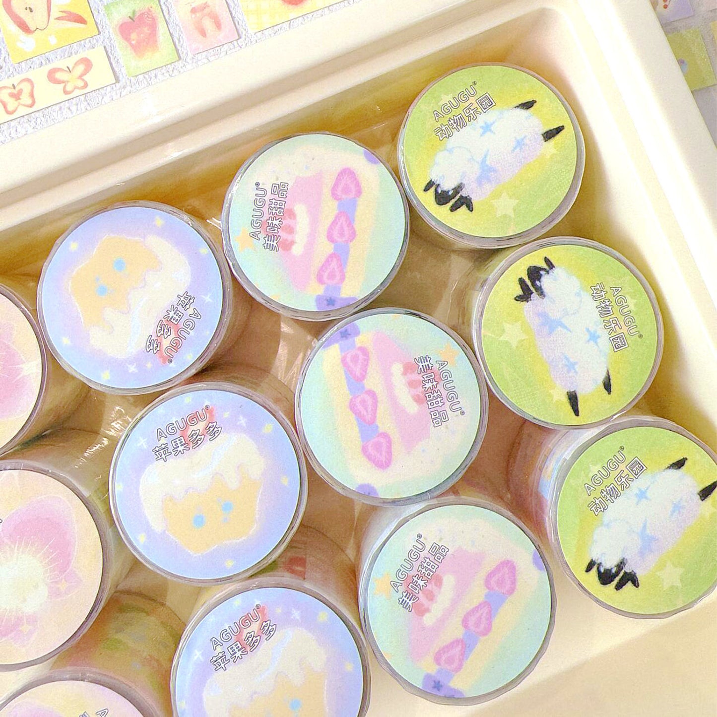 2M Sparkling Sand Girl Heart Apple Flower Stickers Roll