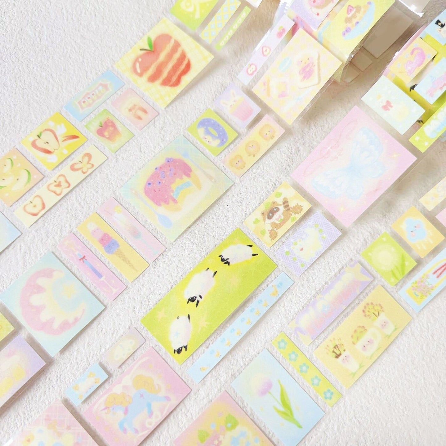 2M Sparkling Sand Girl Heart Apple Flower Stickers Roll