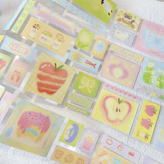 2M Sparkling Sand Girl Heart Apple Flower Stickers Roll