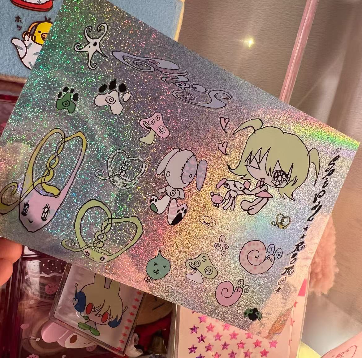 Spiral Room Art Laser Holographic Double-Sided Sticker Sheet