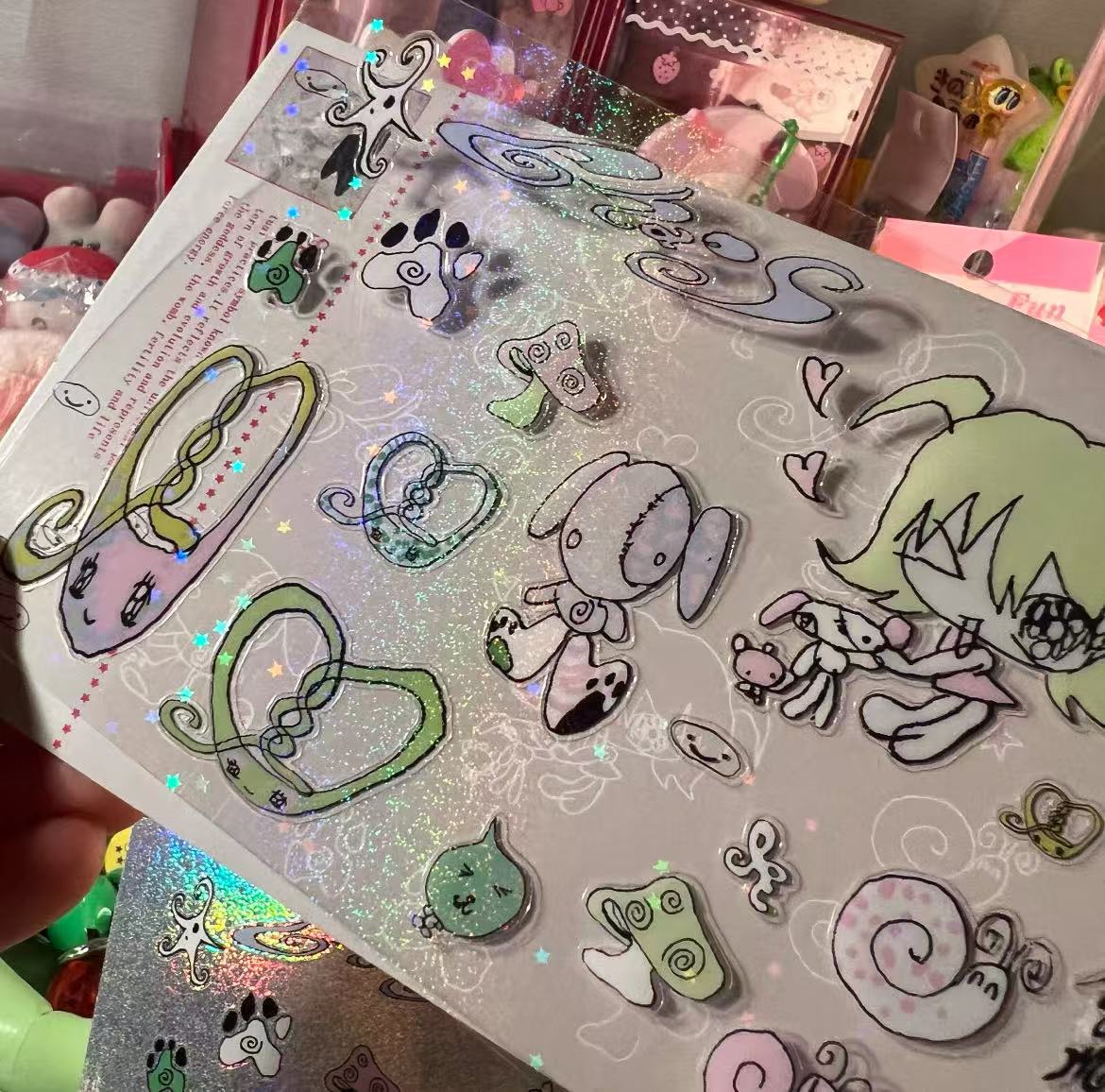 Spiral Room Art Laser Holographic Double-Sided Sticker Sheet