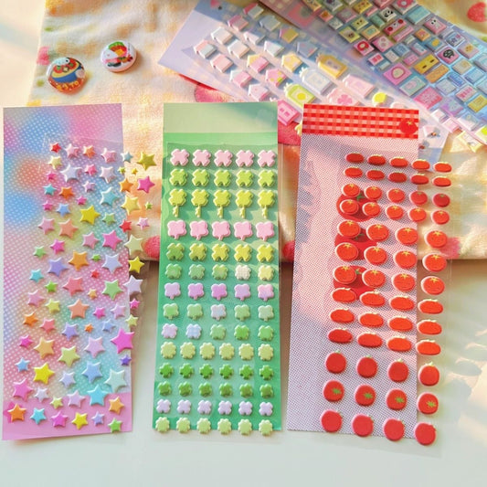 Star Tomato Clover Cute 3D Stickers Set of 6