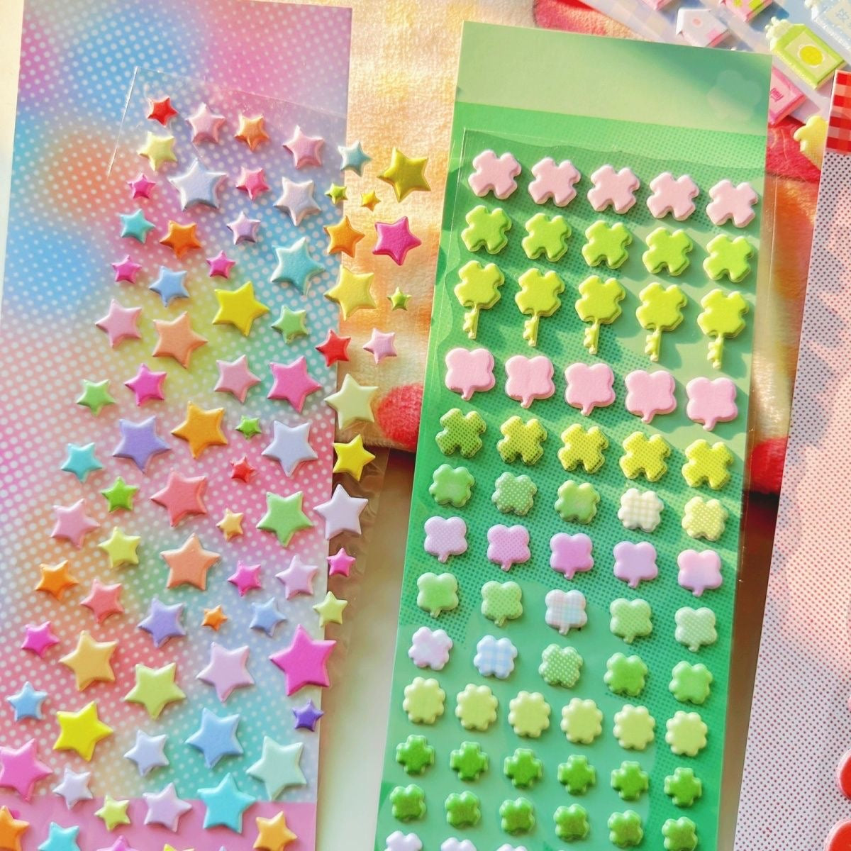 Star Tomato Clover Cute 3D Stickers Set of 6