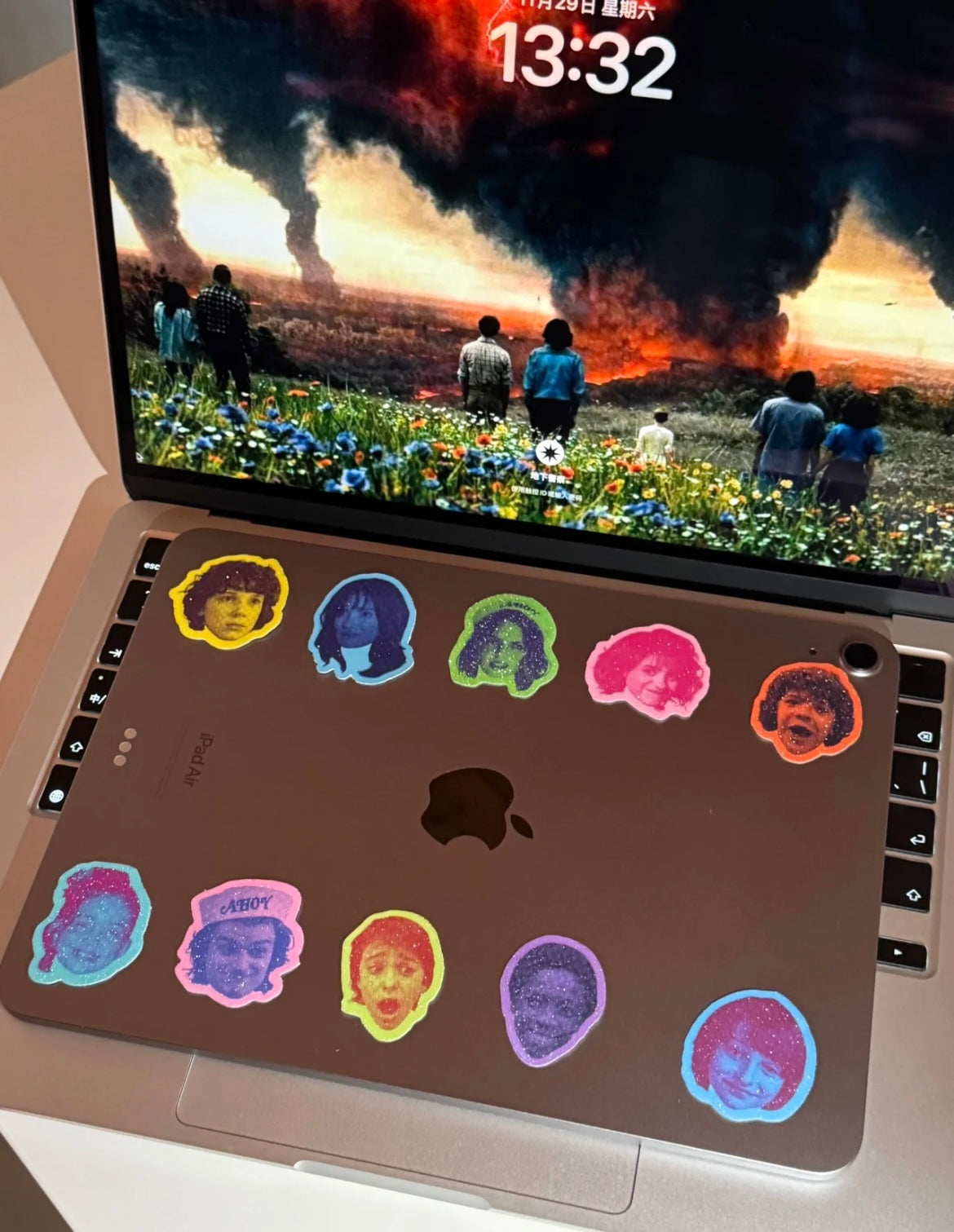 Stranger Things Ultra-Glitter Colored Photo Waterproof Stickers