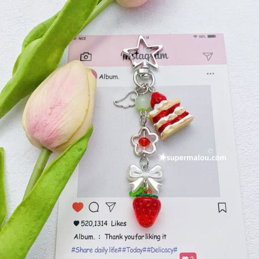 Strawberry Cake Phone Chain Keychain