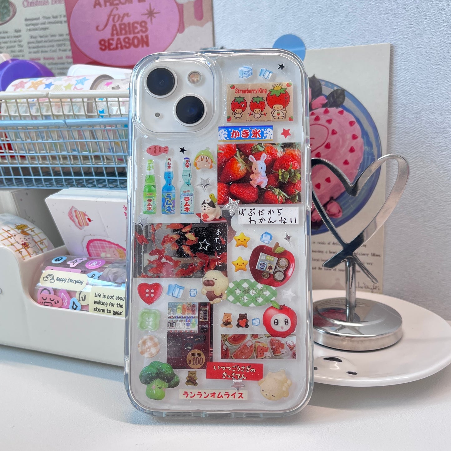 Blue Ocean Strawberry Handmade Sticker Phone Case Samsung Case