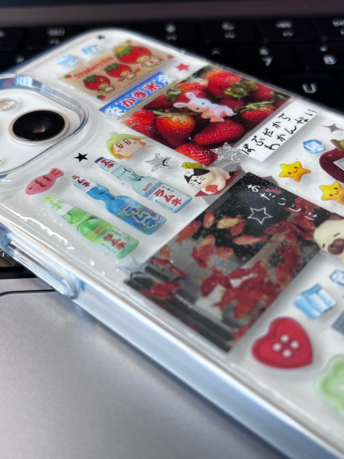 Blue Ocean Strawberry Handmade Sticker Phone Case Samsung Case