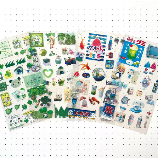 4Pcs Summer Festival Transparent Laser Stickers