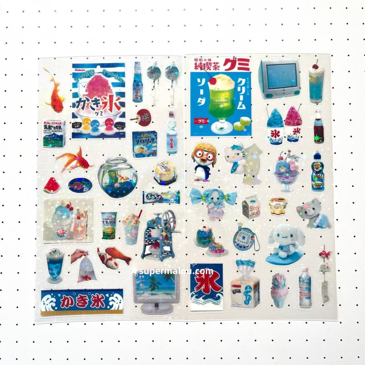 4Pcs Summer Festival Transparent Laser Stickers