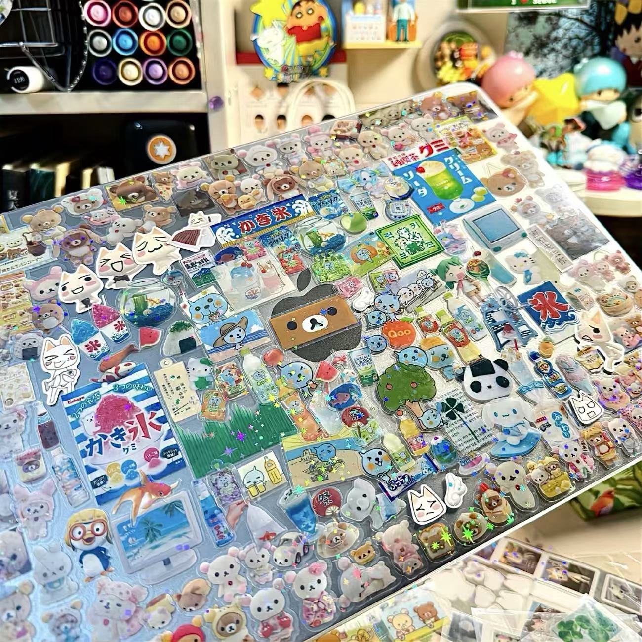 4Pcs Summer Festival Transparent Laser Stickers