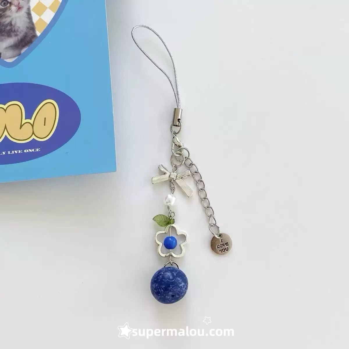 Sweetheart Blueberry Phone Chain Keychain