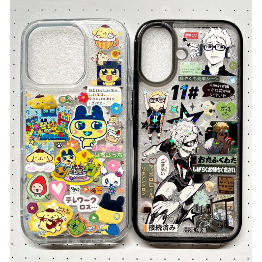 Tamagotchi Pompompurin Tsukishima Handmade Sticker Phone Case (Resin Ver.)
