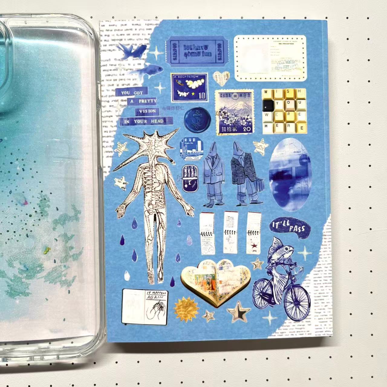 【Limited Edition 4】Teal Sticker Book Handmade Sticker Phone Case