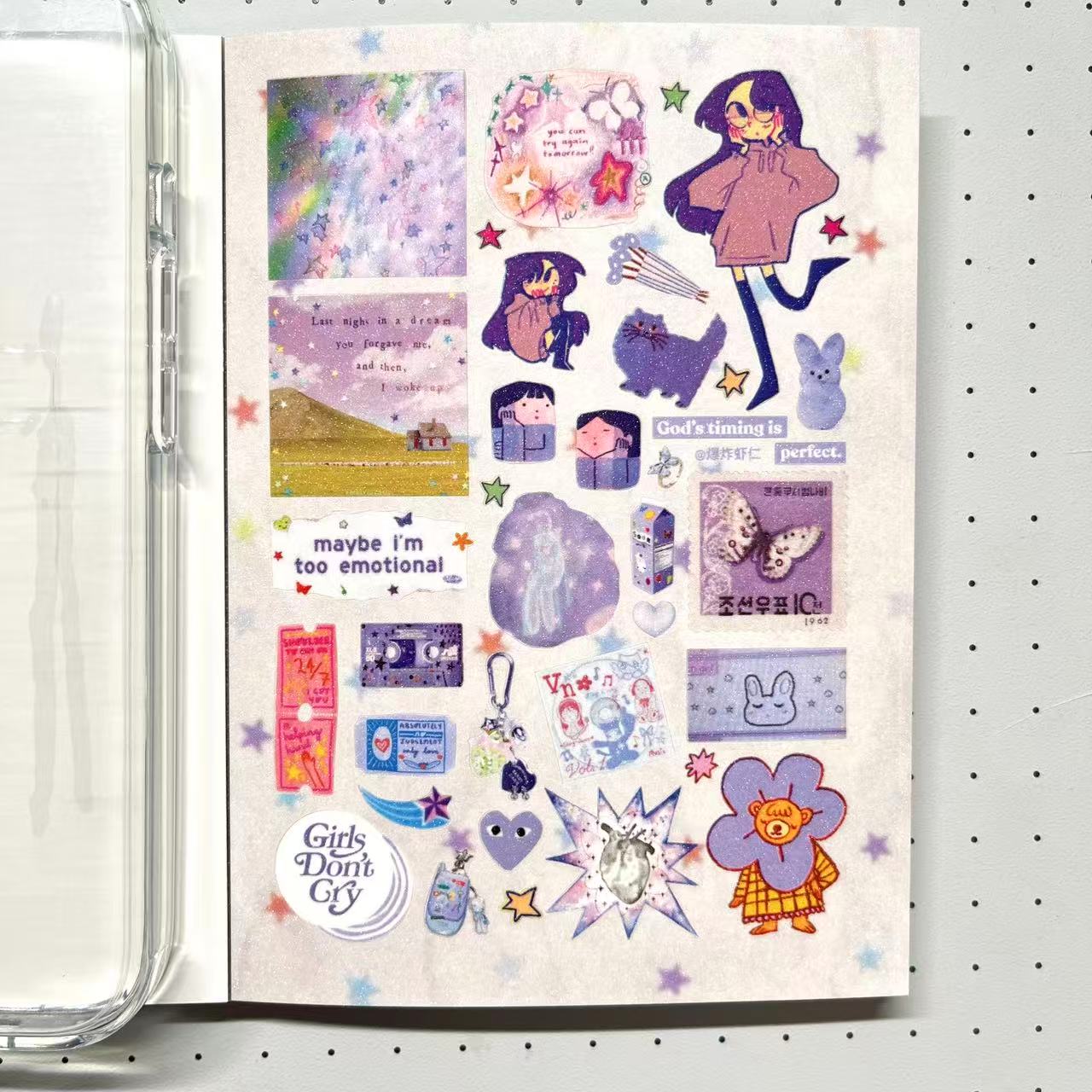 【Limited Edition 4】Teal Sticker Book Handmade Sticker Phone Case