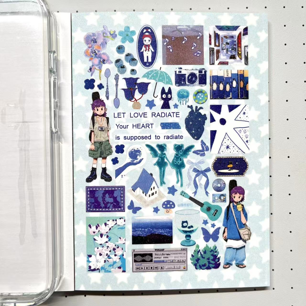 【Limited Edition 4】Teal Sticker Book Handmade Sticker Phone Case