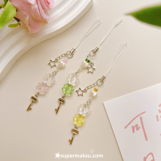 Three Color Clover Phone Chain